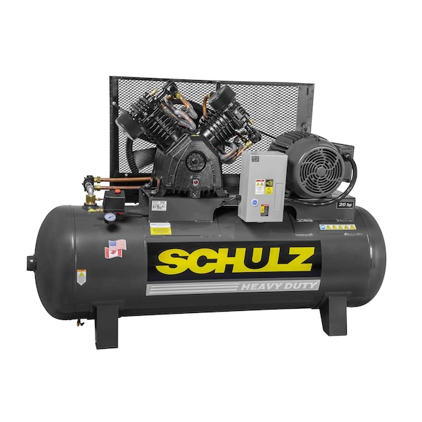 Schulz AIR COMPRESSOR - 20HP THREE PHASE - 120 GALLONS HORIZONTAL TANK - 208-230-460V 934.7452-0 - main