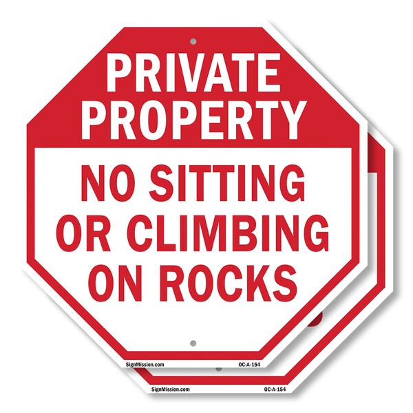 Signmission Private Property No Sitting or Clim, 6 inch X 6 inch, Plastic Sign, 2PK OC-P-2PACK-6-154 - main