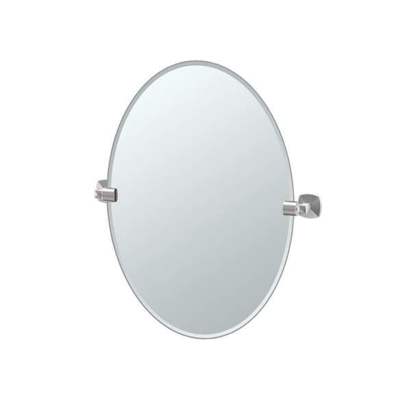 Gatco Jewel 26.5" Frameless Oval Mirror, Satin Nickel 4159 - main
