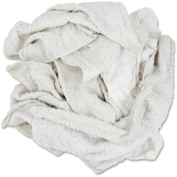 Taskbrand 25 lb. Economy Terry Rags, For Kitchen, Janitorial, General Purpose, Towel, White, 1 Carton 537-25 - main
