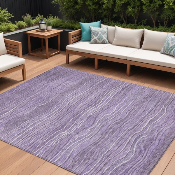 Homeroots 9' X 12' Purple And Lavender Abstract Washable Indoor Outdoor Area Rug 618290 - main