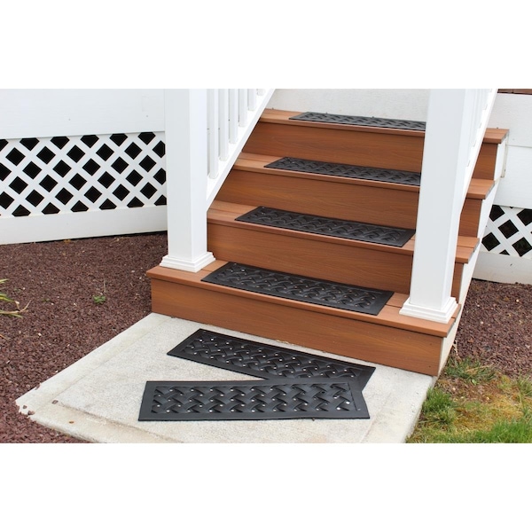 Imports Decor Outdoor Braided Stair Tread Door Mat, Black, 6PK 821RBMSTP - main
