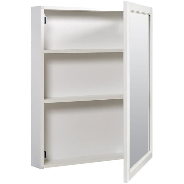 Zenith Products Zenna Home Medicine Cabinet, 20 in OAW, 4 in OAD, 25 in OAH, Wood, White, 2-Shelf WRW2025 - main