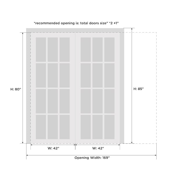 Sartodoors Double Pocket Interior Door, 84" x 80", White QUADRO4115DP-WS-84 - main