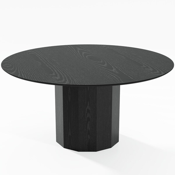 Homeroots 60" Black Solid Wood Pedestal Base Round Top Dining Table 721056 - main