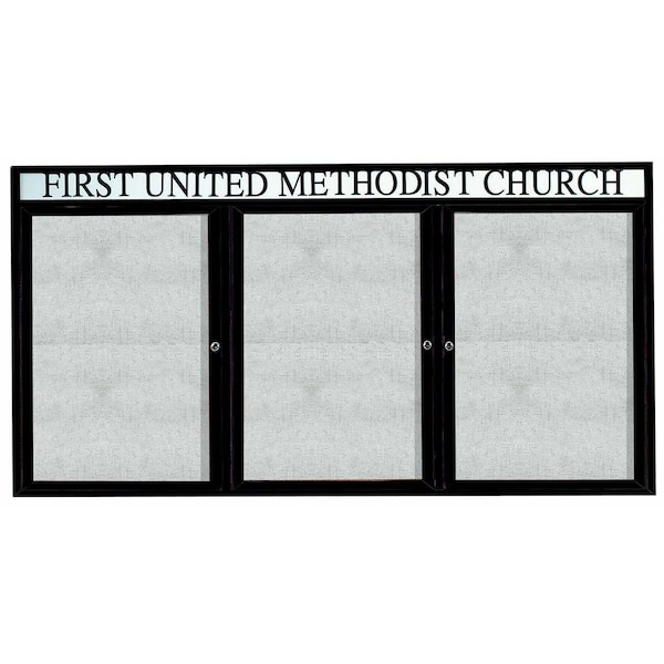 Aarco Outdoor Enclosed Bulletin Board w/ Al Frame Header, Bronze Anodized, Neutral 48''Hx96''W ODCC4896-3RHBA - main