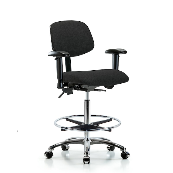Blue Ridge Ergonomics High Bench Chair Chair, Fab, Hi Ben, Chr Tilt AA CF Cast, Blk, Adjustable Arms, 26" to 35-1/2" Height BR-FHBCH-CR-T1-A1-CF-CC-F42 - main