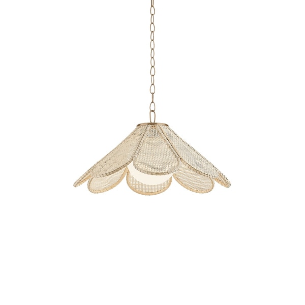 Troy Lighting Petal 1 Light Pendant in Patina Brass Finish F3324-PBR - main