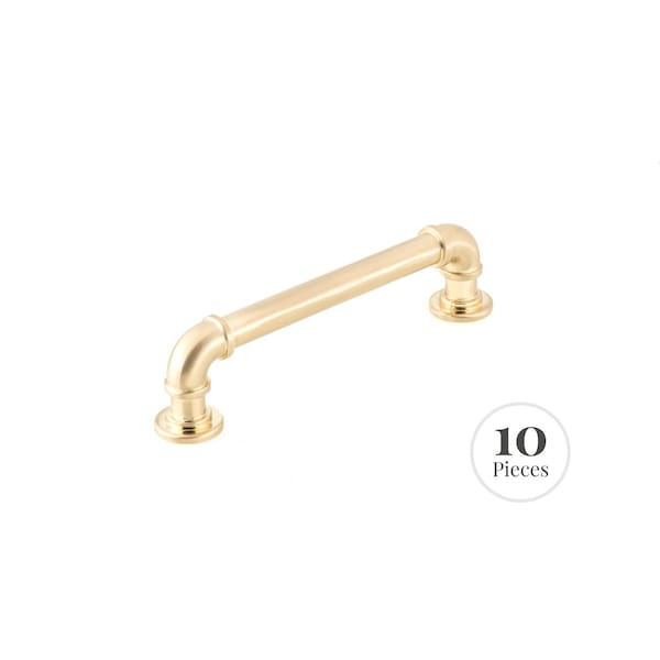 Kingston Brass 10-Pack Cabinet Industrial Pipe Pull for Kitchen, 128 mm, Brushed Brass RK22091BB - main