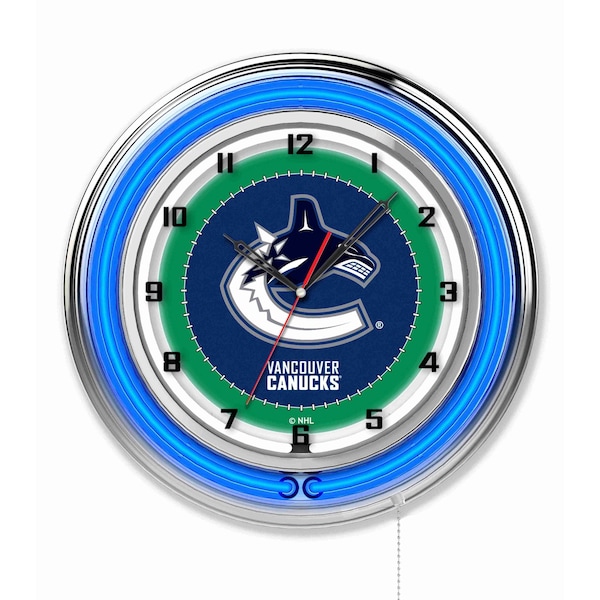 Holland Bar Stool Co Vancouver Canucks Double Neon 19" Clock, NHL Clk19VanCan - main