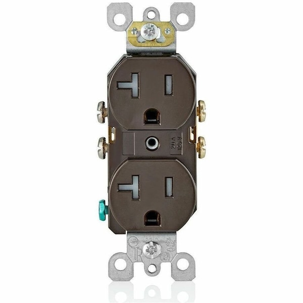 Leviton Straight Blade Receptacle, 5-20R, 20 A, 125V AC, 2 Pole, 3 Wire, Flush Mount, Self-Grounded T5820 - main