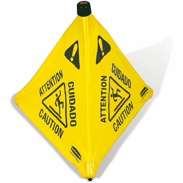 Rubbermaid Commercial 30" Pop-Up Caution Safety Cone, 30" Height, 21" Length, Yellow RCP9S0100YL - main