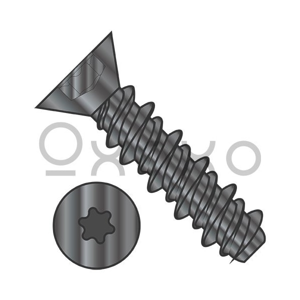 Oxoxo 4-24X1/2 6 Lobe Flat High Low Screw Fully Threaded Black Zinc And Bake, 10000PK 491676 - main
