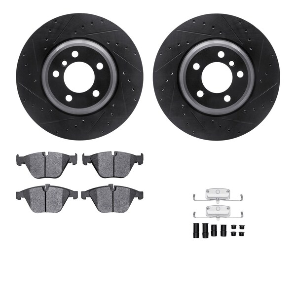 Dynamic Friction Co DFC Rotors-Drilled & Slotted-Black w/ EURO 5000 Ceramic Brake Pads Incl Hdw 8612-31053 - main