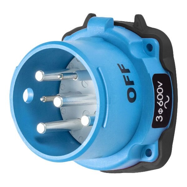 Meltric DR50 INLET POLY BLUE SIZE 3 TYPE 4X 3P+G 50 A 600 VAC 60 Hz +2 AUX TYPE 4X WATERTIGHTNESS 31-38183-K14-972-4X - main