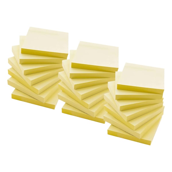 Bazic Products Stick On Notes, 3in x 3in, Yellow, 100 Sheets Per Pad, 36PK 5160 - main