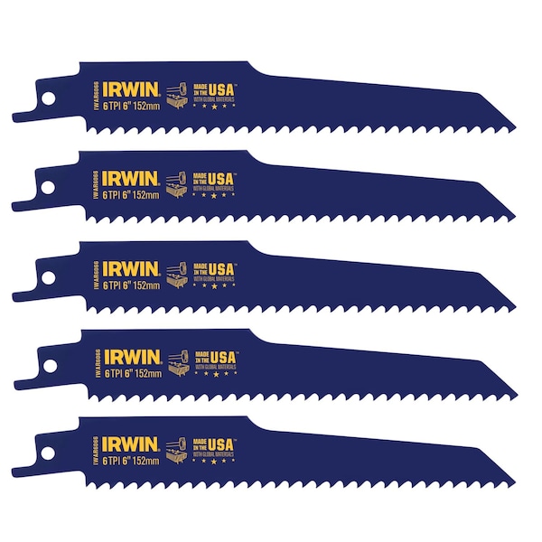 Irwin 6 in x 6 TPI Reciprocating Saw Blade, IRWIN, 5 PK 372666P5 - main