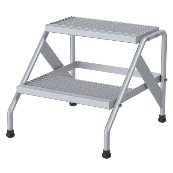 Vestil Aluminum Step Stand, 2 Step, Knock-Down, 2 Steps, 20 Overall Height, Aluminum, Silver SSA-2-KD - main