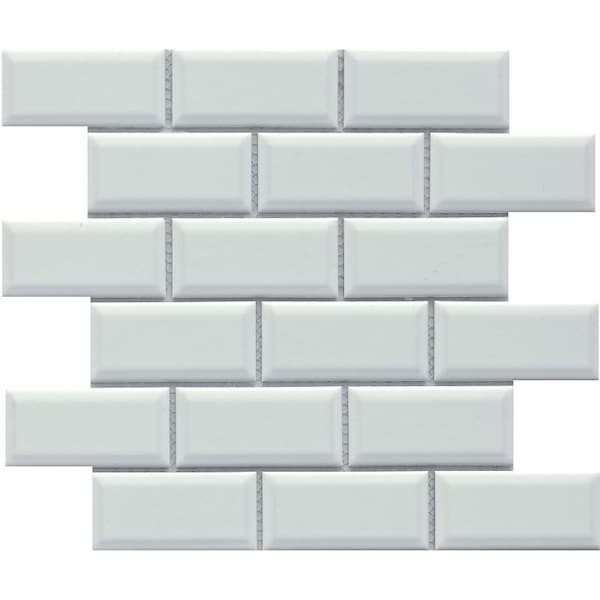 Emser Tile Reward Series Porcelain Mosaic Tile, 12 in L Tile, 11 in W Tile, Pressed Edge, Bevel Pattern, 10PK F27REWAWH1112MBV - main