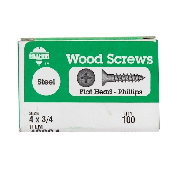 Hillman No. 4 X 3/4 in. L Phillips Zinc-Plated Coarse Wood Screws, 100PK 40004 - main