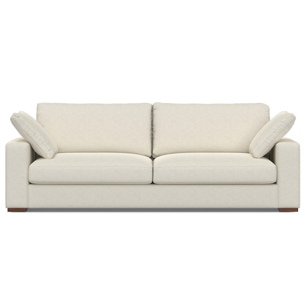 Homeroots 96" Cream Fabric Sofa With Brown Legs 640998 - main