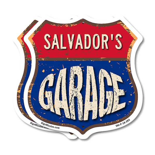 Signmission Salvador's Garage, 18 inch X 18 inch, Plastic Sign, 2PK SHI-P-2PACK-18-383-SALVADOR - main