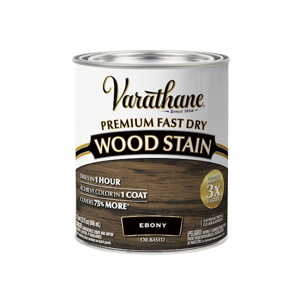 Varathane Premium Fast Dry Wood Stain, Ebony, 1 Qt 269395 - main