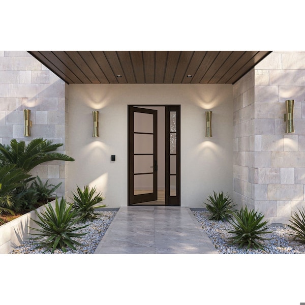 Doornmore G10402, 51.5" x 98" ( 36" Door + 12" Side) Left Hand, Mahogany SDL 4 Lite Exterior Door G10402-SW-3696-G104-SL_1-1_LI - main