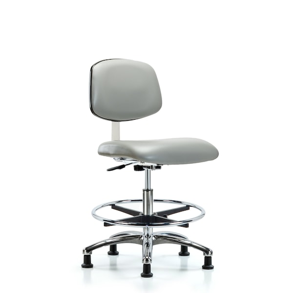 Blue Ridge Ergonomics Clean Room Chair Med Ben Chair, Vin, Chrm, CF, Gld, Dov, CL10, 22" to 29" Height, Vinyl, Dove BR-CLR-VMBCH-CR-CF-RG-8567 - main