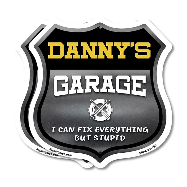 Signmission Danny's Garage I Can Fix Everything But Stupid, 12 inch X 12 inch, Plastic Sign, 2PK SHI-P-2PACK-12-490-DANNY - main