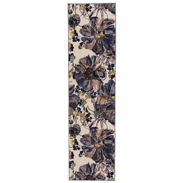World Rug Gallery Modern Bright Flowers Non-Slip Area Rug 2 ft 7 in x 4 ft Cream 503CREAM27X4 - main