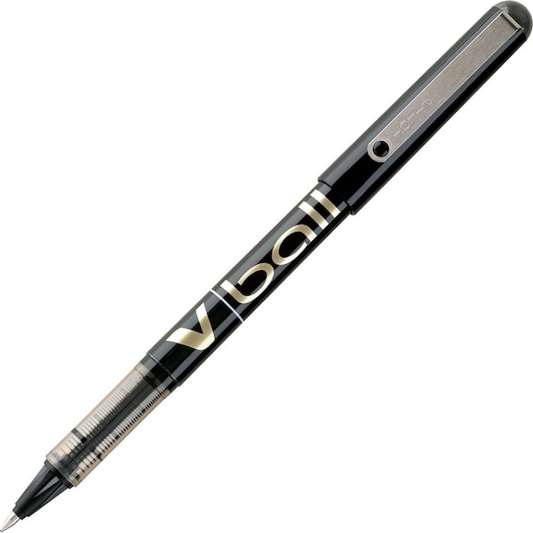 Pilot V Ball Rolling Ball Pen, Fine, 0.7mm, Black Barrel/Ink, Dozen 35112 - main
