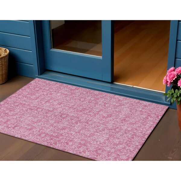 Homeroots 3' X 5' Blush And Ivory Floral Washable Indoor Outdoor Area Rug 581852 - main