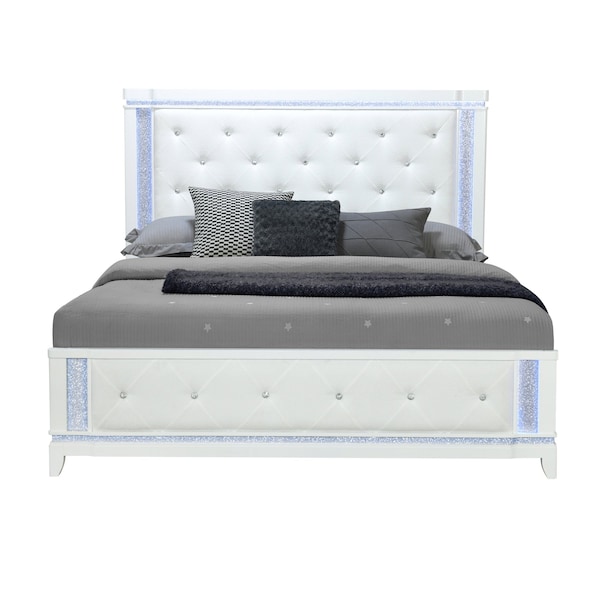 Global Furniture Usa Contemporary Alina White Queen Bed With Led 6389 - main