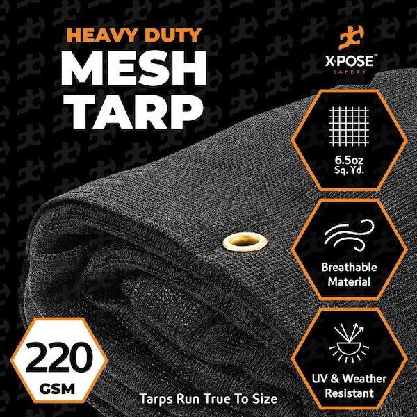 DOD AOZORA TARP
アオゾラタープ
TT5-108 Xpose Safety Heavy Duty Mesh Tarp, 12 ft x 26 ft, 220 GSM, Black