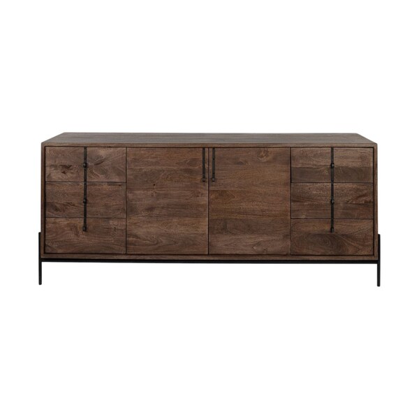 Homeroots 72in Brown Solid Wood Six Drawer Sideboard with Two Doors 380253 - main