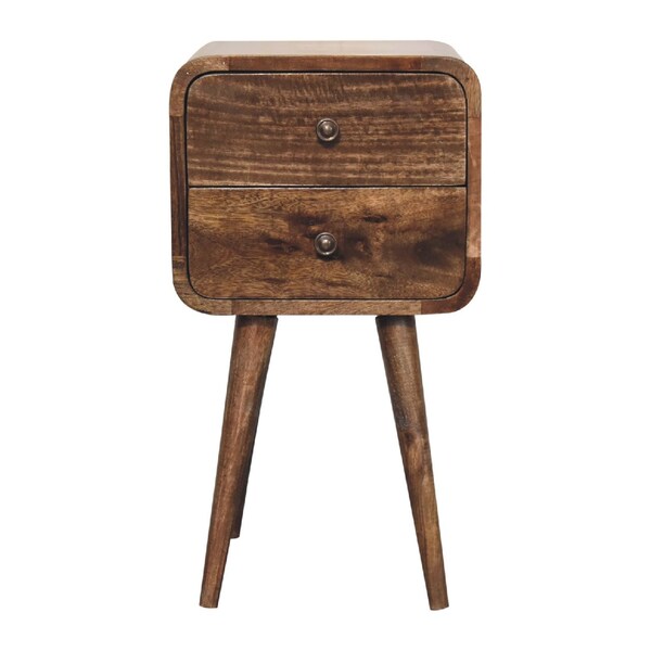 Homeroots 22" Brown Solid Wood Square Two Drawer Nightstand 651559 - main