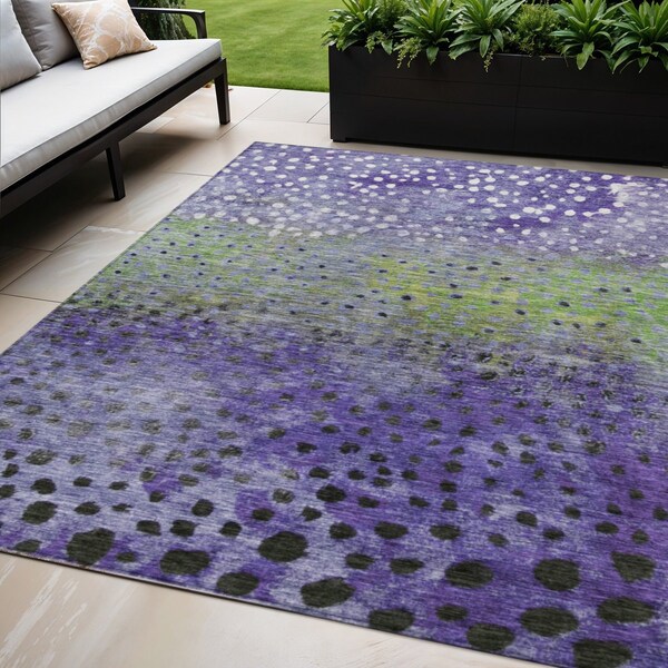 Homeroots 5' X 8' Purple Green And Black Abstract Washable Indoor Outdoor Area Rug 603102 - main