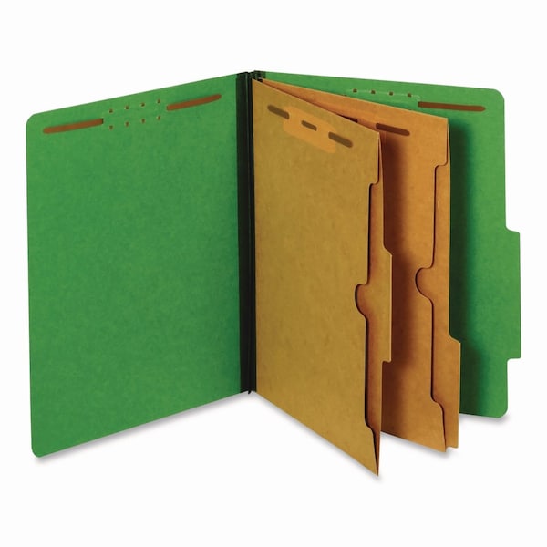 Pendaflex Pressboard Folders, 2/5 Tab, Exp 2.5", 2 Full-Pocket Dividers, 6 Fasteners, Letter, Dark Green, 10PK 24083P - main