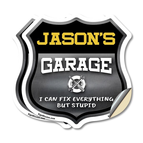 Signmission Jason's Garage I Can Fix Everything But Stupid, 6 inch X 6 inch, Vinyl Decal, 2PK SHI-D-2PACK-6-490-JASON - main