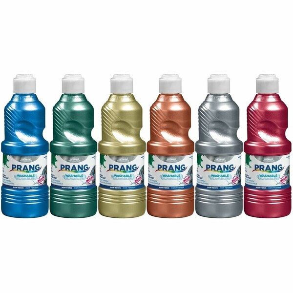 Prang Washable Ready-to-Use Tempera Paint, 16 oz, 6 Metallic Colors 10797 - main