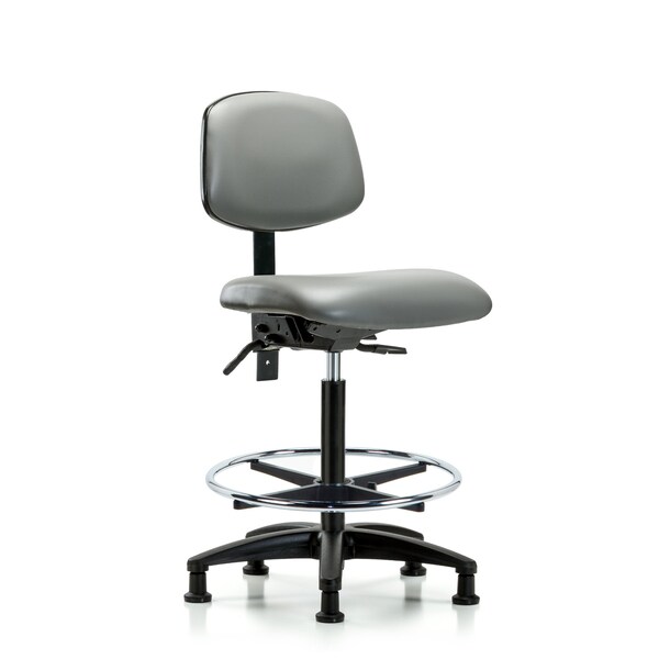 Blue Ridge Ergonomics Vinyl Chair, High Bench, Foot Ring, Glides, Sterling BR-VHBCH-RG-T0-A0-CF-RG-8840 - main