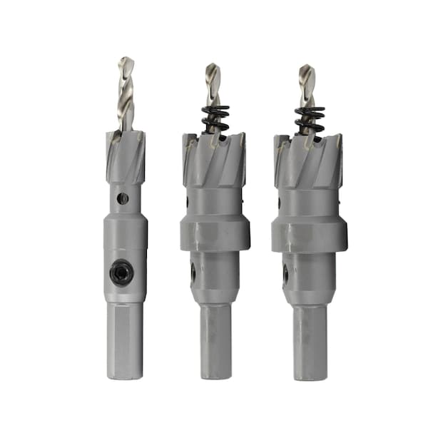 Drill America 3 Piece Carbide Tipped Hole Cutter Set with 1in Depth of Cut in Heavy Duty Storage Bag Organizer CTHBAG3 - main