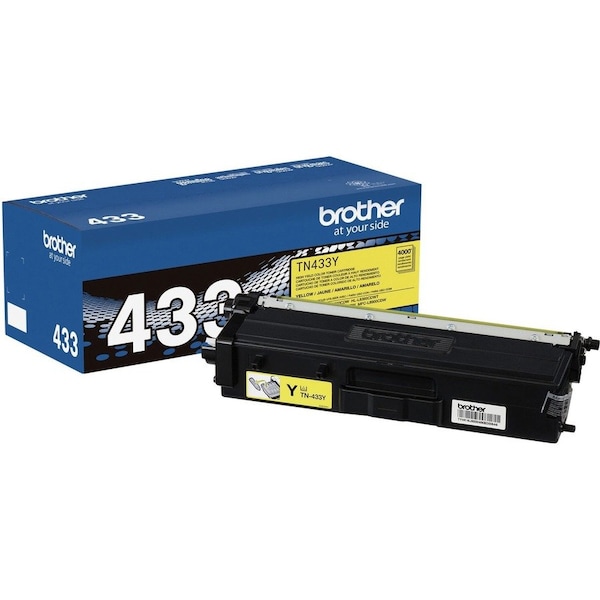 Brother TN433Y Original High Yield Laser Toner Cartridge - Yellow - 1 Each - 4000 Pages TN433Y - main