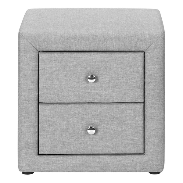 Homeroots 21" Gray Wood Two Drawer Nightstand 489775 - main