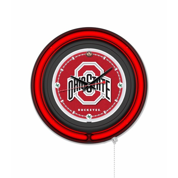 Holland Bar Stool Ohio State University 15 Double Neon Wall Clock Clk15BK - main