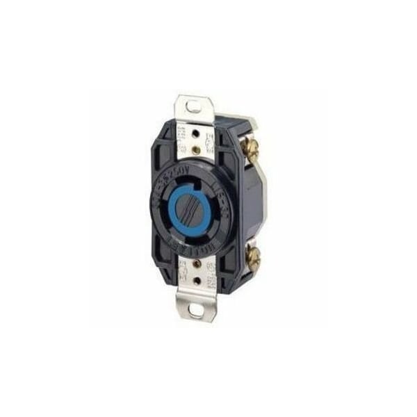 Leviton Flanged Locking Receptacle, L15-30R, 30 A, 250V AC, Three Phase, 3 Pole, Flush Mount, Black 2720 - main