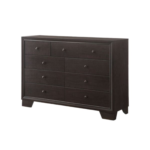 Homeroots 57" Espresso Solid and Manufactured Wood Nine Drawer Double Dresser 285865 - main