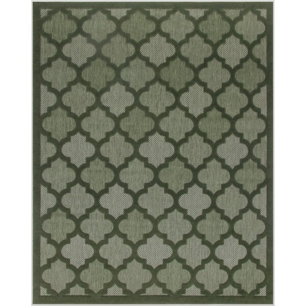 Homeroots 9' X 12' Dark Green And Light Green Trellis Indoor Outdoor Area Rug 551450 - main