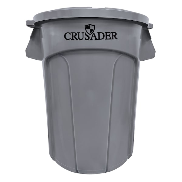 Crusader Round Heavy-duty Utility Container, 44 Gal, 24in Dia. x 31-1/2in H, PE, Gray, NSF CTC-44GY - main